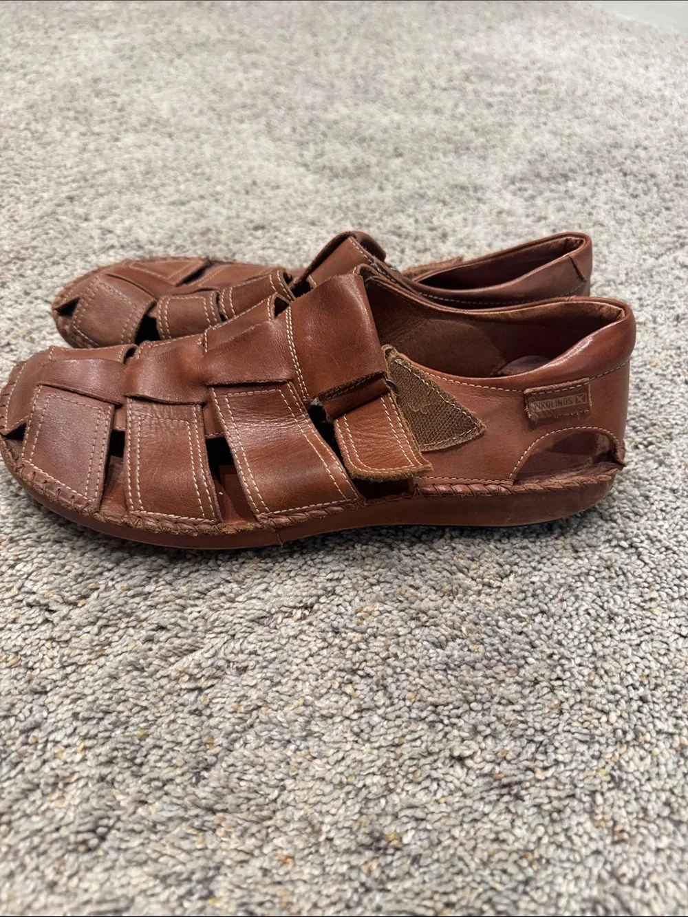PIKOLINOS Men's Tan Leather Strappy Fisherman Sandals